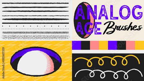 Analog Age, Illustrator brushes set, vector graphic