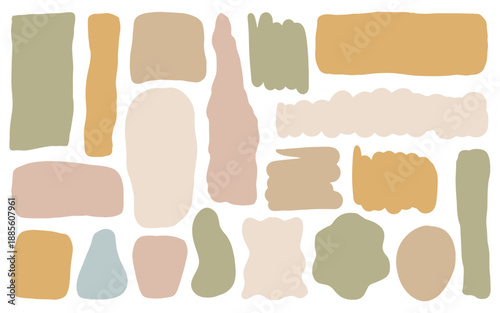 Set of abstract round irregular. Modern wavy blot forms. Organic shapes with grain texture in colorful pastel colors. Doodle graphic vector elements contemporary design. Wavy speech curvy bubbles for 