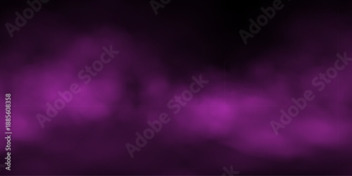 Purple fog or smoke cloud on black background. Realistic smoke effect vector illustration. Gas cloud, smoky mist, toxic vapor, meteorological phenomenon, condensation over land or water surface