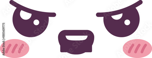Kawaii Face Scowl Cartoon