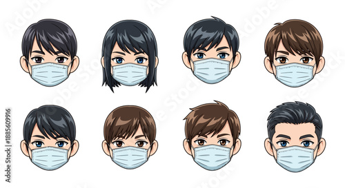 Diverse group of people wearing medical face masks