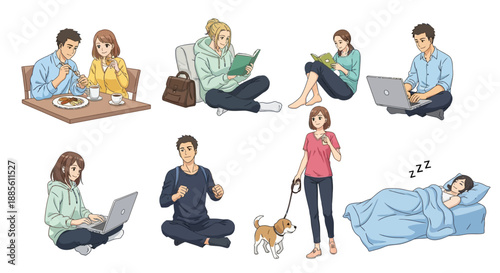 People enjoying daily life moments in modern settings