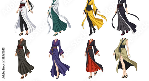 Elegant women in flowing traditional robes dancing gracefully