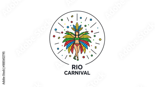 Logo for Rio Carnival with colorful abstract design on white background.