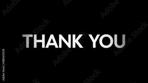Thank you word animation effect with smooth motion and glowing style, elegant typography visual perfect for endings, promos, and appreciation scenes.