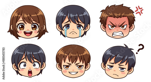 Cartoon character faces showing various emotions