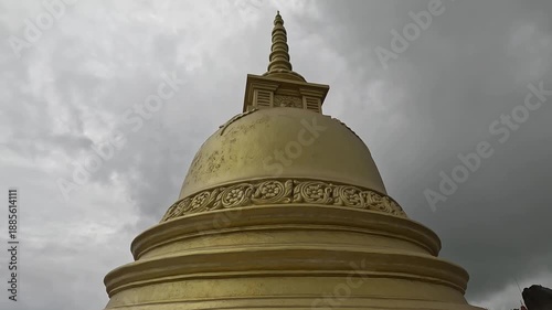 Golden Stupa at Kirinda Temple, Sri Lanka, Sacred Buddhist Landmark