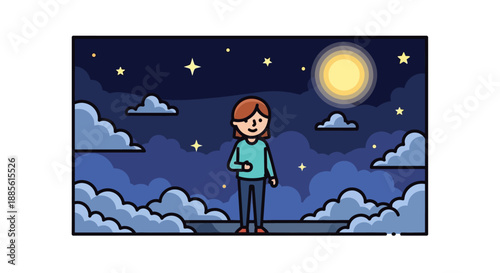 Man Standing Under Stars.