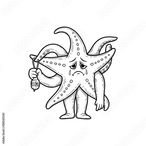 A starfish character holds a screwdriver in a sad expression with tools.