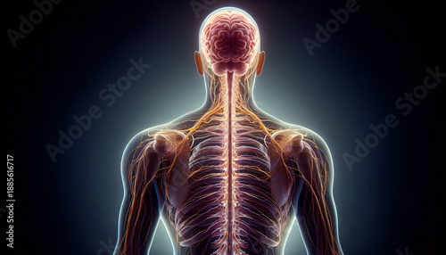 3D illustration of the nervous system