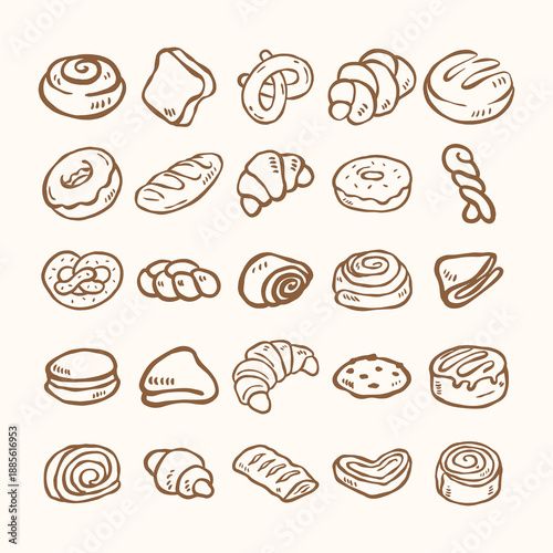 vector illustration of bread and pastry