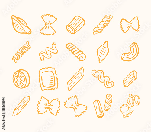 hand drawn macaroni pasta