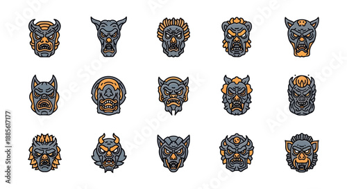 Collection of monstrous and scary masks