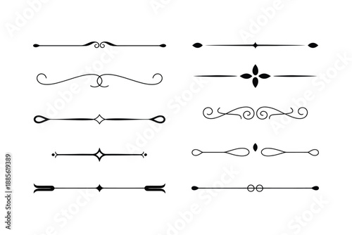 Collection of vintage ornate decorative dividers and flourishes elegant graphic design elements for page separation and ornamentation