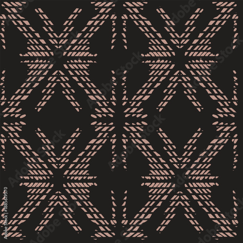 Simple Geometric Seamless Pattern in Minimal Modern Style mudcloth . Diamond lines dashed dots Geo boho  texture. Upholstery home decor . Vintage Ornament 