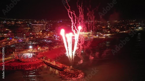 Independence Day Fireworks in Nahariya over the Mediterranean Coast, Israel