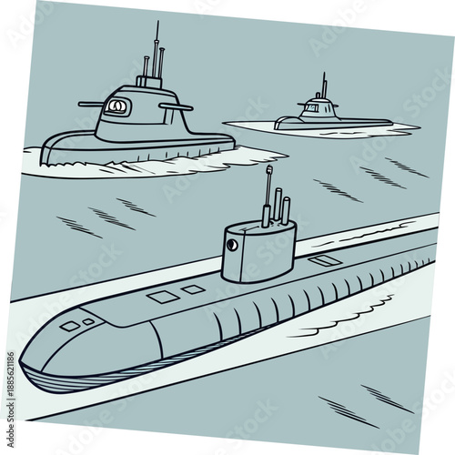Of submarine fleet with balanced spacing naval boats
