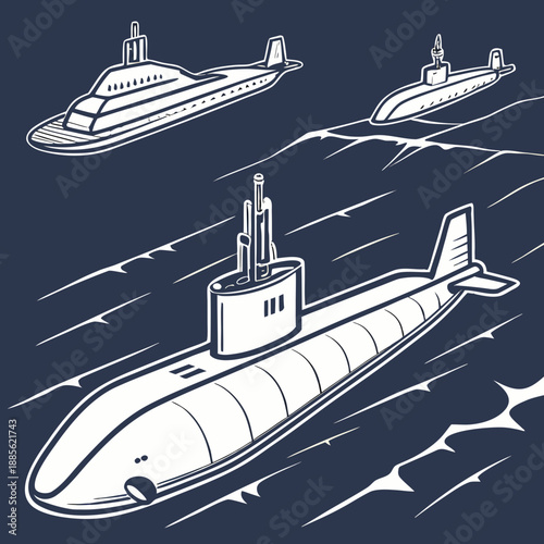 Navy submarines fleet showing depth military ocean
