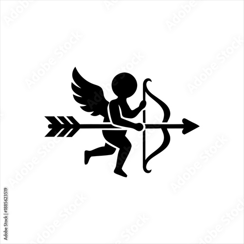 Fotografi Cupid silhouette with bow and arrow