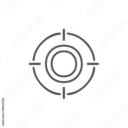 Aim target icon, aiming mark symbol, focus, bullseye outline vector design