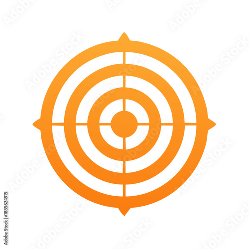 Orange target graphic with concentric circles, focus point, and aim crosshairs for precision and strategic goals