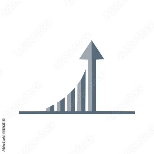 Growing bar graph with arrow pointing upwards, financial success, business infographic, and financial progress