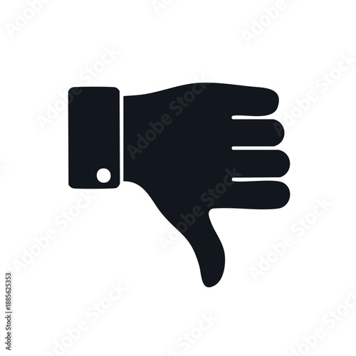 Isolated Dark Silhouette of Thumbs Down Gesture Representing Dislike, Negativity, Refusal or Rejection