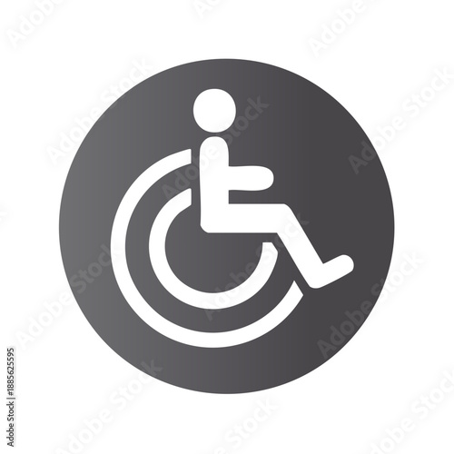 Handicapped wheelchair accessible sign, disability access symbol in a gray circle. Universal access icon illustration