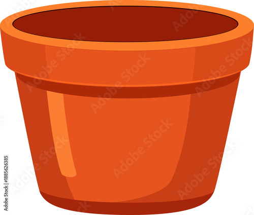 Empty terracotta flower pot illustration. Orange clay planter for gardening isolated. Garden container icon