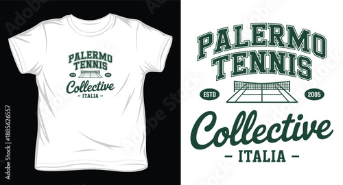 Palermo tennis collective italia estd 2005 graphic t-shirt design vector illustration