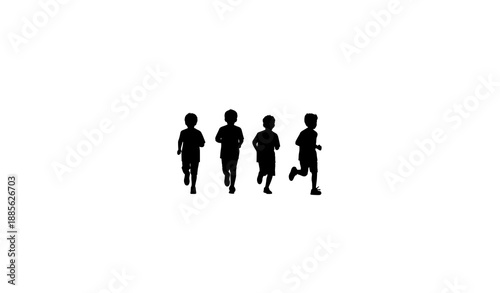 Boys Jogging Silhouettes Vector Illustration Running Concept