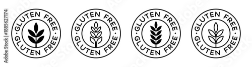 Gluten Free Icon Vector Stickers Set. Celiac Diet Signs Collection.