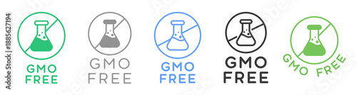 GMO free Product Icon Bagde Signs Vector Design.
