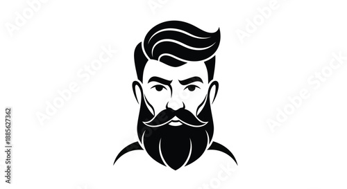 Stylish bearded man portrait on a white background for barbershops, tattoo shops, or logo design