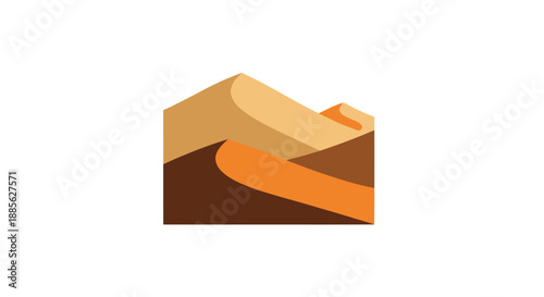 Simplified desert landscape with geometric dunes in warm earth tones