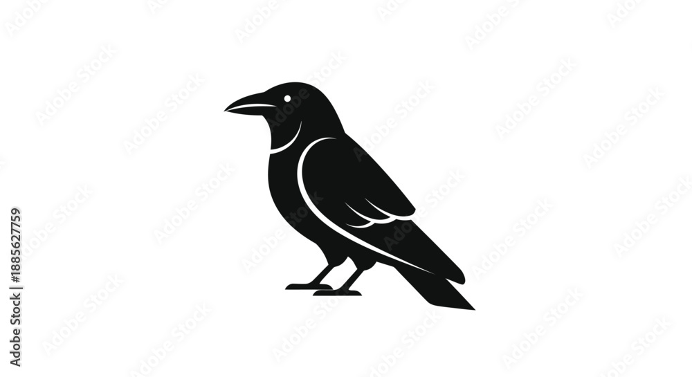 Fototapeta premium Black vector image of a raven in profile