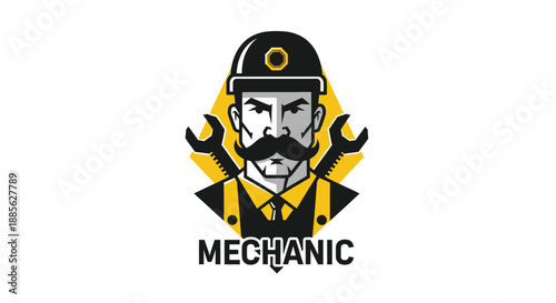 Graphic of a mechanic with tools