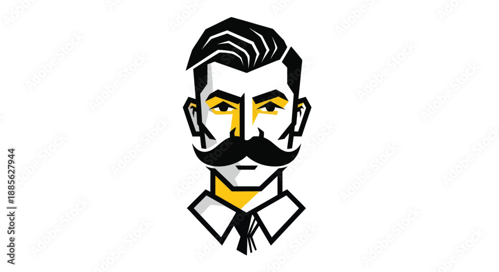 Obraz premium Stylized portrait with bold mustache