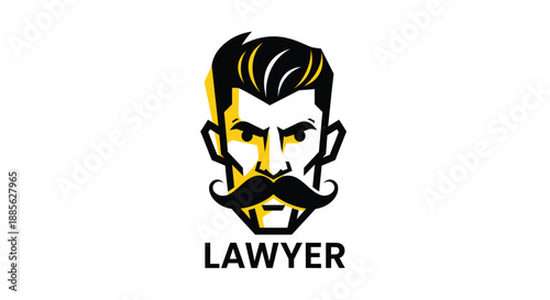 Stylized face with a prominent mustache