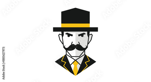 Stylish man with hat, mustache