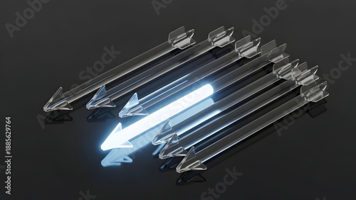 Innovative glowing arrow leads the way to success and progress