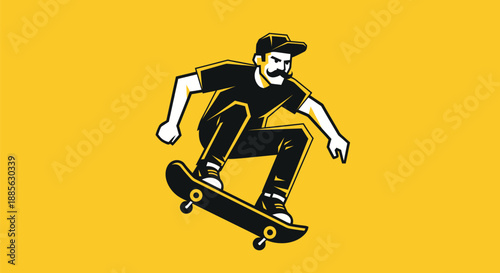 Skateboarder with stache