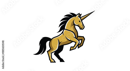 Golden unicorn rearing