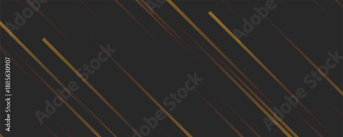 Premium background design with horizontal diagonal dynamic gold line pattern on black backdrop. Vector template for business banner, formal invitation, luxury voucher, prestigious gift certificate