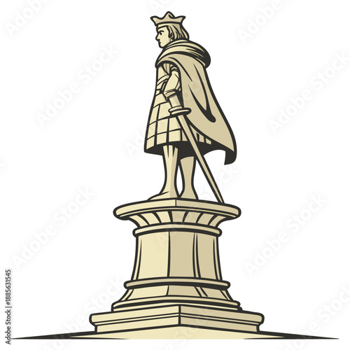 Golden chess king statue on pedestal
