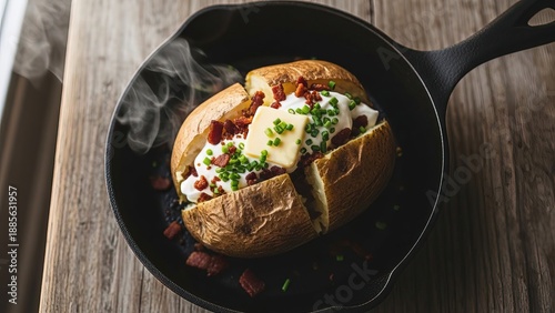 Gourmet pulled pork sandwiches with coleslaw in cast iron skillet on rustic wood