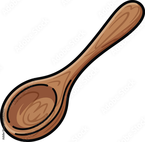 Wooden Spoon Vector Illustration with Wood Grain Detail for Cooking and Kitchen Use