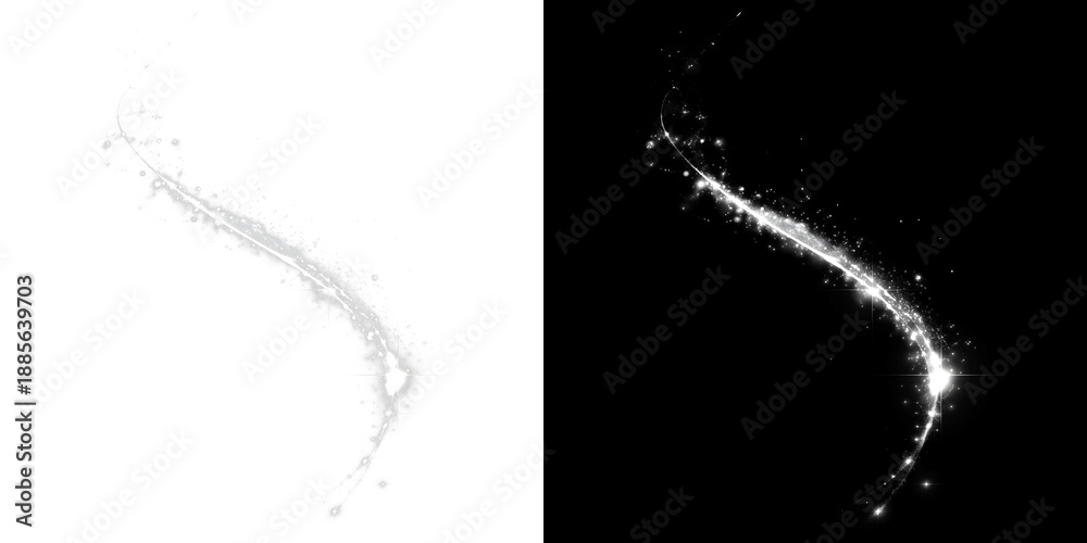 Obraz premium Vertical White Glitter Sparkle Wave Line On Transparent Background PNG