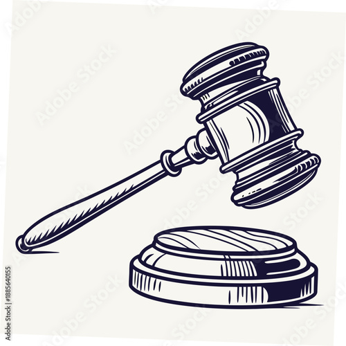 Gavel raised in mid air with sound block justice court 1