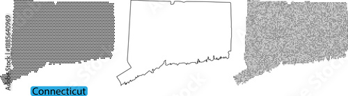Connecticut state map illustration in various textured formats